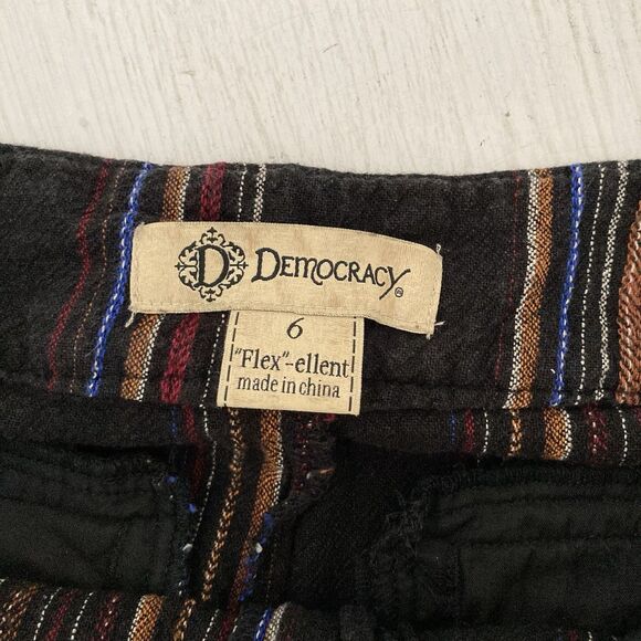 Democracy Womens Flex-ellent Wide Leg Cropped Pants Size 6 Black Striped Boho - Picture 9 of 10